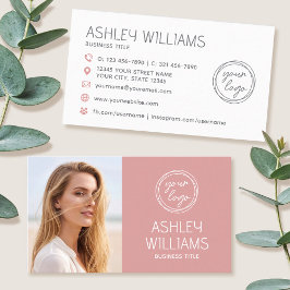 Modern Custom Photo Color Logo Brand Elegant Pink 名刺