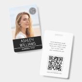 Modern Custom Photo Color Logo Employee Black バッジ (正面＆裏面)