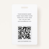 Modern Custom Photo Color Logo Employee Black バッジ (裏面)