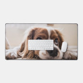 Modern Custom Photo Dog Portrait デスクマット (キーボード&マウス)