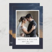 Modern Custom Photo Elegant Script Wedding  招待状 (正面/裏面)