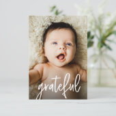 Modern Custom Photo Grateful Baby Shower  サンキューカード (スタンド正面)