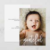 Modern Custom Photo Grateful Baby Shower  サンキューカード (正面/裏面)