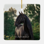 Modern Custom Photo Horse Equestrian Christmas セラミックオーナメント (裏面)