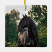 Modern Custom Photo Horse Equestrian Christmas セラミックオーナメント (正面)