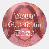 Modern Custom Photo Text Retro Red ラウンドシール (正面)