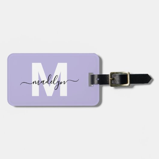 Modern Custom Purple Monogram Name ラゲッジタグ (正面横)