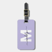Modern Custom Purple Monogram Name ラゲッジタグ (正面縦)