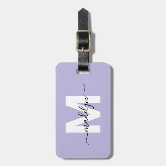 Modern Custom Purple Monogram Name ラゲッジタグ (正面縦)
