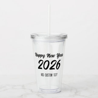 Modern Custom Script 2026 Happy New Year アクリルタンブラー