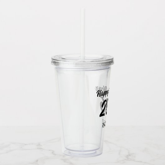 Modern Custom Script 2026 Happy New Year アクリルタンブラー (右)