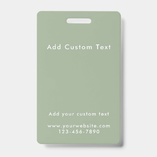 Modern Custom Script Sage Green Photo ID Name バッジ (裏面)