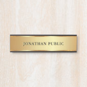 Modern Custom Text Name Luxury Black & Gold サインプレート (正面)