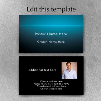 Modern Custom Text With Photo Church Pastor 名刺