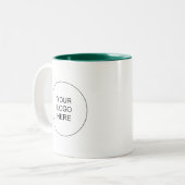 Modern Custom Upload Your Company Logo Green White ツートーンマグカップ (正面左)