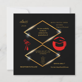 Modern Customizable Graduation Invitation    招待状