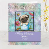 Modern Customizable Pet Pastel Christmas  カード (黄色い花)
