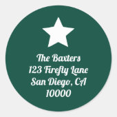 Modern Cut Star Deep Green Holiday Sticker ラウンドシール (正面)