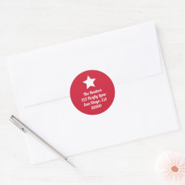 Modern Cut Star Red Holiday Sticker ラウンドシール