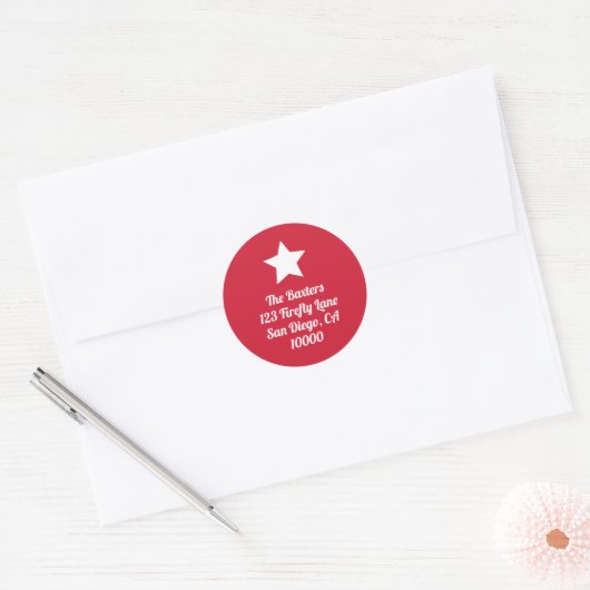 Modern Cut Star Red Holiday Sticker ラウンドシール (封筒)
