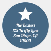 Modern Cut Star Slate Blue Holiday Sticker ラウンドシール (正面)