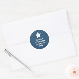 Modern Cut Star Slate Blue Holiday Sticker ラウンドシール
