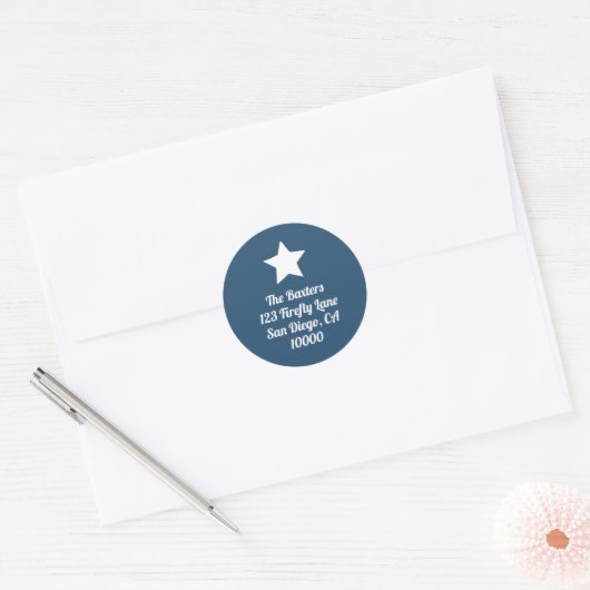 Modern Cut Star Slate Blue Holiday Sticker ラウンドシール (封筒)