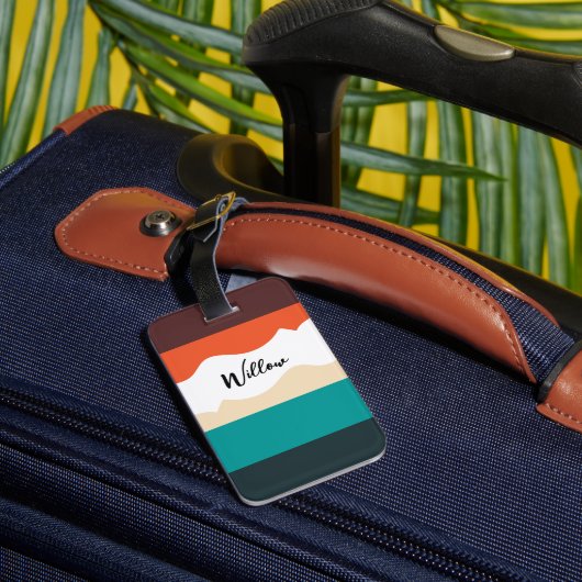 Modern Cute Abstract Retro Vector Script ラゲッジタグ (裏面インサイチュ3)