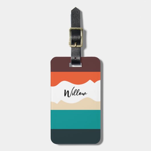 Modern Cute Abstract Retro Vector Script ラゲッジタグ (正面縦)