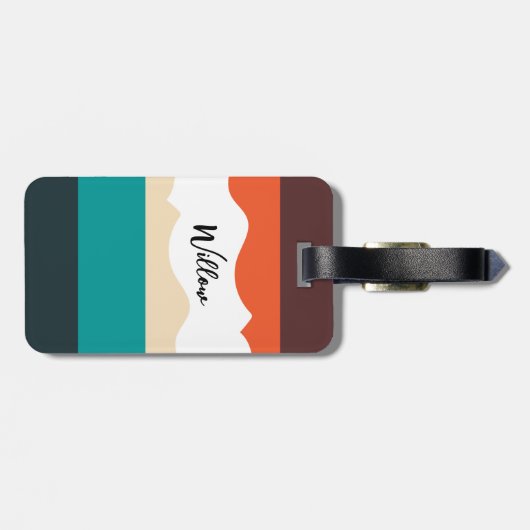 Modern Cute Abstract Retro Vector Script ラゲッジタグ (裏面横)