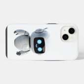 Modern Cute AI Robot Minimalist White iPhone Case iPhoneケース (裏面横)
