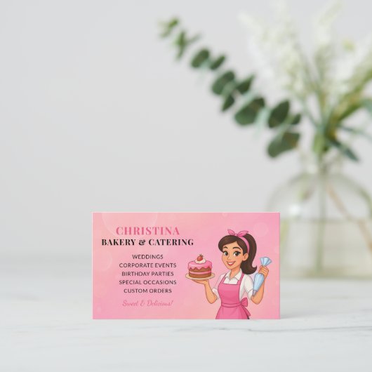 Modern Cute Bakery Business Card 名刺 (スタンド正面)