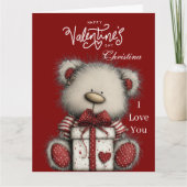 Modern Cute Bear Happy Valentines Day Custom Name  カード (正面)
