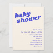 Modern Cute Blue White Retro Baby Shower  招待状 (正面)