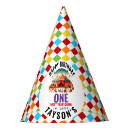 Modern Cute Circus Carnival 1st Birthday パーティーハット