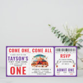 Modern Cute Circus Carnival 1st Birthday Ticket 招待状 (スタンド正面)