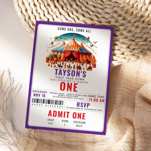 Modern Cute Circus Carnival Festival 1st Birthday 招待状