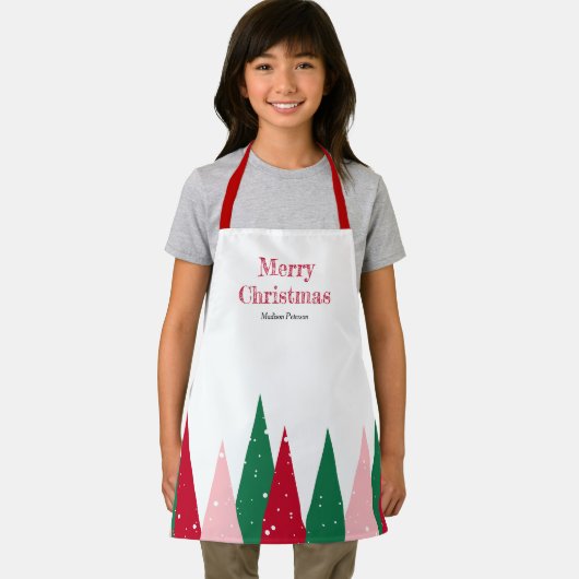 Modern Cute Colorful Christmas Tree Kids エプロン (インサイチュ)