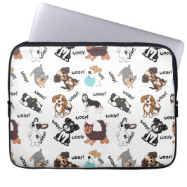 Modern Cute Dog and Woof! Electronics Laptop Bag ラップトップスリーブ