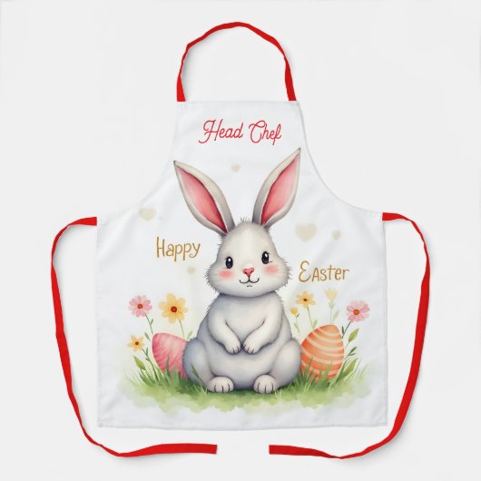 Modern Cute Easter Bunny And Eggs Collection エプロン (正面)