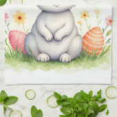 Modern Cute Easter Bunny And Eggs Collection キッチンタオル (折り畳み)