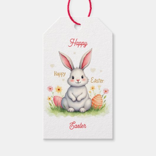 Modern Cute Easter Bunny And Eggs Collection ギフトタグ (正面)