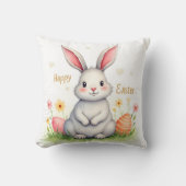 Modern Cute Easter Bunny And Eggs Collection クッション (正面)