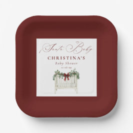 Modern Cute Elegant Santa Baby Baby Shower  ペーパープレート