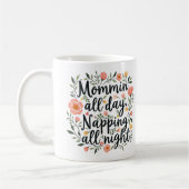 Modern Cute Floral Mother's Day, Funny Mom Quote コーヒーマグカップ (左)
