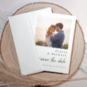 Modern Cute Handwriting Black and White Wedding セーブザデート