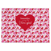 Modern Cute I Love You Text Custom Name Valentine ラージペーパーバッグ (正面)