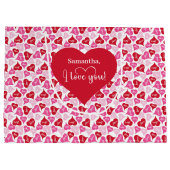 Modern Cute I Love You Text Custom Name Valentine ラージペーパーバッグ (裏面)