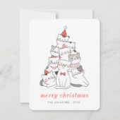 Modern Cute Kitten Cats Christmas Tree シーズンカード (正面)