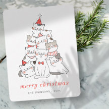 Modern Cute Kitten Cats Christmas Tree